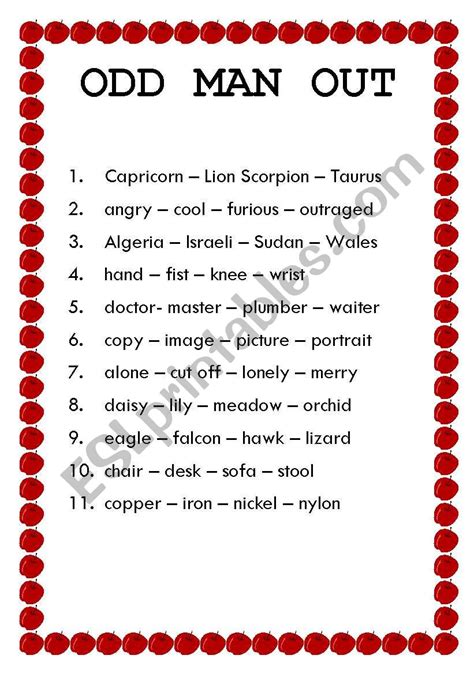 Odd Man Out Examples .